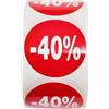 Genérico Confezione da 3 rotoli di etichette promozionali per prodotti scontati | 1500adesivi autoadesivi sconto in colore rosso brillante | Adesivi rotondi per etichettare offerte Ø35mm (-40%-3)