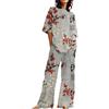 Generico Vestaglia O Kimono Donna Abiti Estivi per Donna 2 Set di Lino in Cotone T-Shirt Oversize Pantaloni a Gamba Dritta Tuta Taglie Forti Pigiama Donna 7XL (Grey, L)