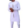 VIVICOLOR Abito da Uomo Africano Dashiki Camicia a Maniche Lunghe e Pantaloni 2 Pezzi Uomo Vestito Tradizionale Set di Abbigliamento Etnico Slim Fit