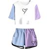 Generic Ragazze Estate Stampa Top Manica Corta E Pantaloncini Set Carino Girocollo Tasca Casual Outfit per Adolescenti E Giovani Leggero E Comodo Pigiama Ragazza 14 Anni