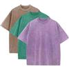 duwqcui 3 pezzi da uomo oversize in cotone pesante estate t-shirt vintage t-shirt ampia manica corta casual magliette per uomo donna, caffè, verde, viola, L