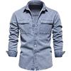 Generic Giacca di jeans da uomo, stile classico occidentale, stile camionista, stile vintage, capispalla casual western, giacche a maniche lunghe, giacche da uomo con due tasche con bottoni, Blu, L