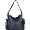 Bottega Carele Borsa s spalla trasformabile in Zaino in vera pelle BC7170. Made in Italy (Blu scuro)