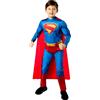 Rubie's Rubies Costume Superman Movie Deluxe per bambino e bambina, Tuta con petto musculoso e mantello, Licenza Ufficiale DC Comics Superman per Carnevale, feste, cosplay, Halloween