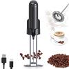 Weishuo Frullino Montalatte Elettrico Cappuccino con Supporto in Acciaio Inossidabile Ricarica USB Mini Schiumatore Latte Potente Montalatte Manuale per Latte, Cappuccino, Caffè