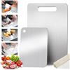 AetherAurora 2 Pezzi Tagliere in Titanio, Tagliere Acciaio Inox Multifunzione Tagliere Doppio Lato con Tappetino Antiscivolo, Facile da pulire, per Uso per Carne, Frutta, Verdura (34 * 23cm+25 * 15cm)