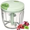 Vusddy Tritatutto Manuale,Tritatutto da Cucina,Mini Tritatutto con 3 Lame Acciaio Inox,Tritatutto per Verdure,Frutta,Cipolle,Noci,Aglio,Carote,Spezie (900ml)