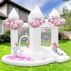 FBSPORT Castello Gonfiabile Bianco per Bambini con Scivolo, Trampolino, Grande Grande Vasca per Palline, Castello Gonfiabile per Interni Esterni Matrimonio Festa Compleanno, Età 3-10 Anni, Fino a 140KG