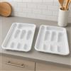 Terryshop74 Set 2 Vaschette Portaposate in Plastica Bianca per Cassetti | Misura 33x25x4 cm | Organizer per Cucina, Ufficio e Campeggio
