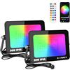 RIGIDON 2x 50W RGB faretto led esterno con APP telecomando, 5000LM proiettori faretti, dimmerabile musicale e timer modalità di Strobo DIY, IP66 impermeabile fari led per giardino palco partito