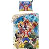 Halantex Set Letto ONE PIECE Monkey D. Luffy e personaggi vari - Copripiumino 140x200cm con federa 70x90cm - 100% Poliestere Multicolore