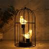 JHY DESIGN Lampada a Batteria a Forma di Gabbia per Uccelli - LED Luce Calda Decorativa Vintage, Lampada da Tavolo e Comodino per Interni, Camera da Letto, Soggiorno, Casa, Matrimonio, Natale (Nera)