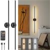 Klighten 2 pezzi 6W LED Lampade da Parete Ricaricabile, Nero Dimmerabile 100cm Applique da Parete Senza fili con Telecomando per Camera da letto Soggiorno Scala, 3000K/4000K/6000K