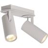 DAWALIGHT Plafoniera 2 Faretti GU10 Lampadine LED 3000K 5W Faretto da Parete Orientabile Illuminazione da Soffitto per Interno Barra Cameretta Cucina Soggiorno, Grigio sabbioso, Alluminio