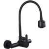 HomeLava Rubinetto Cucina a Muro con Spruzzatore a 2 Funzioni, Miscelatore Monocomando per Cucina con Beccuccio Flessibile, Acciaio inossidabile, Nero