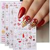 JMEOWIO 3D Natale Scintillio Adesivi Unghie Nail Art, Stickers Unghie Autoadesivi 5D Decorazioni Unghie Nail Art Disegni 4 Fogli