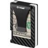 i-Fuel Porta carte di credito in fibra di carbonio con fermasoldi in metallo RFID blocco sottile portafoglio in metallo per uomo 1-20 carte, nero o argento, Nero , Minimalist, Portafoglio