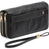 GAEKEAO Portafoglio Donna Grande, Portamonete Vegan in Pelle, Porta Tessere Blocco RFID, Portacarte di Credito, Porta Tessere, Borsellino Doppia Cerniera, Idee Regalo