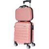Christian Wippermann Set di 2 valigie per bambini, uomo e donna, con custodia rigida, trolley da viaggio, set da bagaglio a mano, rosa