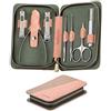 MR.GREEN Tagliaunghie Set Professionale, 7 in 1 Manicure e Pedicure Set con Lussuosa Custodia da Viaggio in Pelle Grooming Kit Strumenti, Nail Clippers per Uomo e Donna (Marrone e Rosa)