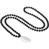 COAI Collana Mala 108 Grani in Onice Pietra Naturale con Ciondolo Pietra del Pollice di Cristallo di Rocca, Collana Rosario da Uomo e da Donna Contro Ansia e Stress