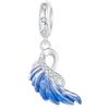 Luvhaha - Charm con ali d'angelo blu sfumate, in argento Sterling 925, ciondolo a forma di piuma, compatibile con bracciali e collane Pandora, Argento sterling
