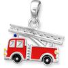 CLEVER SCHMUCK Ciondolo con vigili del fuoco, 12 x 9 mm, rosso, nero, giallo, laccato, in argento sterling 925, per ragazzi, in confezione regalo pieghevole