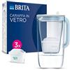 BRITA Caraffa filtrante acqua vetro (2.5L) incl. 3x BRITA filtri MAXTRA PRO All-in-1 riducono cloro, calcare, PFAS e metalli - Caraffa premium