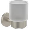 Villeroy & Boch Elements - Portaspazzolino da parete in vetro satinato con supporto in zinco, rotondo, in nichel spazzolato opaco