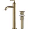 KRAUS Ramus KVF-1220BG - Rubinetto da bagno con scarico a scomparsa, in oro spazzolato, con maniglia singola