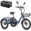 Fafrees Triciclo Elettrica F20 Mate Bici Elettrica Pieghevole a 3 Ruote 48V21Ah Batteria Rimovibile,Autonomia 65-115km,Ebike Adulti Uomo Donna,Freni a disco idraulici,con Borsetta,Blu,Cestino Ante-