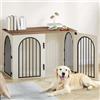 Hzuaneri 108 cm Gabbia per Cani, Tavolo Supplemento, Cuccia Moderna per Cani Interno, Kennel Cane Medio, Casetta per Animali, 3 porte, Porta ad arco, 64 x 108 x 76 cm, Bianco e Marrone DFC86014B