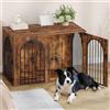Hzuaneri 108 cm Gabbia per Cani, Tavolo Supplemento, Cuccia Moderna per Cani Interno, Kennel Cane Medio, Casetta per Animali, 3 porte, Porta ad arco, 64 x 108 x 76 cm, Marrone Rustico DFC86001B