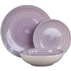 Ma Maison Servizio piatti da Tavola Set 18 Pezzi per 6 Persone - Piatto in Ceramica, 6 Piatti Piani, 6 Piatti da Dessert Frutta, 6 Piatti Fondi, da Tavola - Stoviglie Colorate Lilla