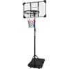FUNJEPE - Canestro da basket portatile autoportante regolabile da 7 piedi con supporto e tabellone trasparente, sistema per interni/esterni, 165-213 cm
