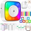 ZQEJEFD Mini Stampante Fotografica, Mini Stampante Termica, Stampante Fotografica Istantanea Bluetooth Portatile con Ricarica USB & 14 Rotoli di Carta, per Studio, Note, Diario, Elenco, Bianco