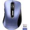 memzuoix Mouse Wireless 2.4GHz, Mouse Ottico Portatile 1400 DPI con Mini Ricevitore USB, 5 Tasti e Funzionamento a Batterie per Laptop, Desktop, MacBook - Blu Marino