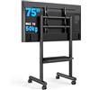 5Rcom Supporto TV Mobile - Carrello Regolabile con Ruote per TV 32-70 Pollici, fino a 50 kg, con Ripiano (LCD/LED/OLED)