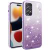 SEAHAI Cover per Samsung Galaxy A53 5G, Colore Gradiente Brillantini Fiore Motivo Design Ultra Sottile Morbido Silicone TPU Bumper Antiurto Custodia Donna Case Cover - Viola