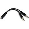 StarTech MUYHSFMM Adattatore Splitter Cuffie a 4 Pin da 3.5 mm a 2x 3.5 mm a 3 Pin, Femmina - Maschio