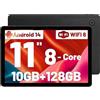 Freeski Android 14 Tablet (Versione 2025), Tablet 11 Pollici Octa-Core, 10GB+128GB(TF 1TB), 5G/2.4G WiFi, Bluetooth 5.0, 6800mAh, 5MP+8MP, 1280 * 800 HD, 2 Speaker, Tablet PC, (black)