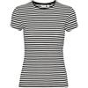 VERO MODA Vmines Fiona SS O-Neck Top VMA Noos T-Shirt, Nero/Strisce: Bianco Neve, L Donna