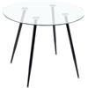H.J WeDoo Tavolo da Pranzo Rotondo in Vetro, Scandinavo, Con Gambe in Ferro Nero, 80 cm