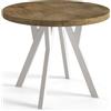 AlpiMeble Tavolo rotondo per sala da pranzo OVO, tavolo allungabile diametro: 110 cm fino a 210 cm, tavolo soggiorno colore: LEFAKS, con gambe in legno di colore bianco