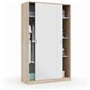 MarinelliGroup Armadio guardaroba asta appendiabiti 2 ante 4 ripiani BIANCO + ROVERE 120 X 50 X 200 cm TOP120F