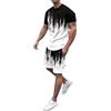 Generico Completo Estiva Uomo Set T-Shirt Pantaloncini Tuta Lino Elastici con Coulisse Solid Color Scollo Rotondo Palestra Pezzi Tshirt Pants Completi Cotone Elastico Tute Casual Curvy Training