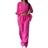 HEONSATI Completi Donna Leggeri in Lino Due Pezzi Tuta Sportiva Elegante Curvy Tute Camicia e Pantalone Lunghi Completo Cotone Estiva da Casa Cotone e Lino Taglie Forti Tute Casual Elastica Oversize