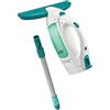 Leifheit Dry & Clean Set Lavavetri elettrico con manico per lavaggio a 360°, Tergivetro professionale fino a 35 min con 1 carica, Tira acqua da doccia