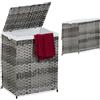 Relaxdays Cesto Portabiancheria Pieghevole con Coperchio, Look Rattan, Sacco 90l, 60 x 46 x 34 cm, Grigio Beige, HLP: 60x46x34 cm