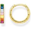 THOMAS SABO Orecchini a cerchio da donna in argento 925 con pietra di vetro 32022504, 20x2 mm, Argento sterling, Zirconia cubica 1